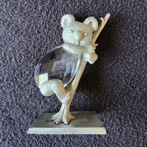 Koala Bear Figurine Paperweight Decor Handcrafted Pewter And Crystal